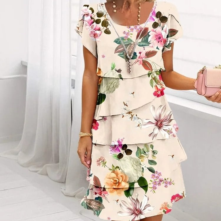 🌸Vestido de encaje con estampado floral multiplanta-ES