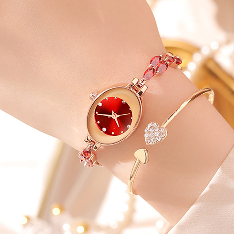 Δώρα για γυναίκες το 2025 💝🥰⌚ Γυναικείο ρολόι με χρωματιστά ζιργκόν σε μπρασελέ-GR