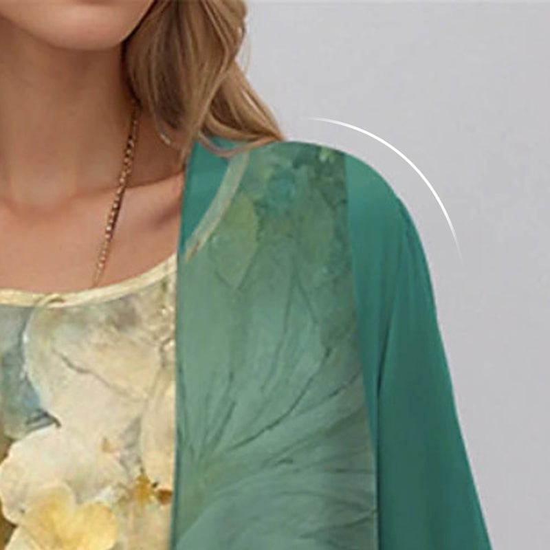 🔥👗Κομψά φορέματα από σιφόν με λουλούδια σε δύο κομμάτια-GR