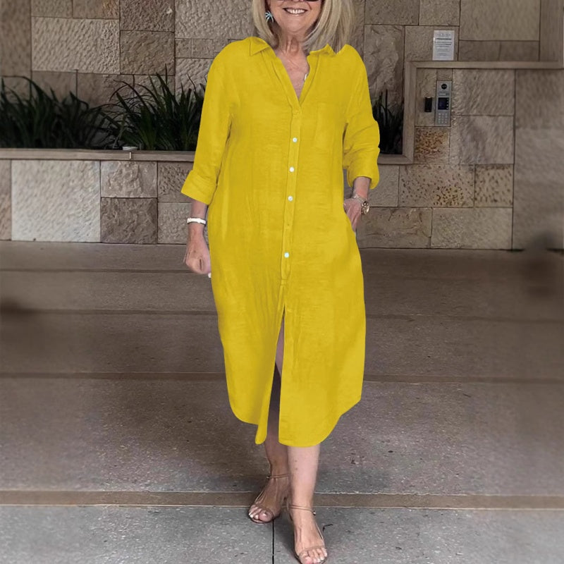 🔥Φαρδύ βαμβακερό λινό φόρεμα για γυναίκες-GR