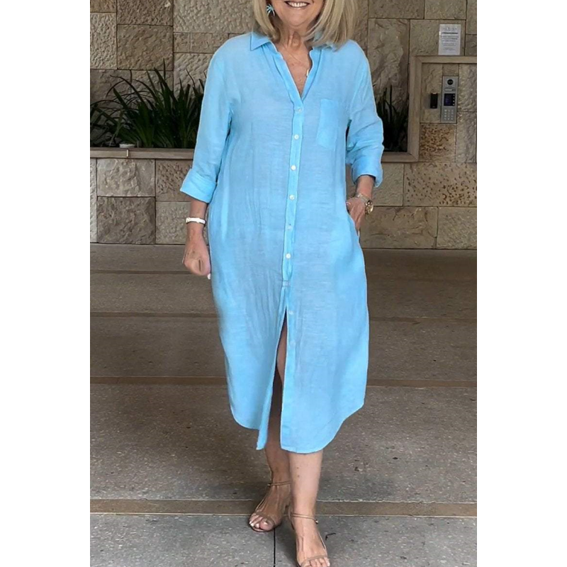 🔥Φαρδύ βαμβακερό λινό φόρεμα για γυναίκες-GR