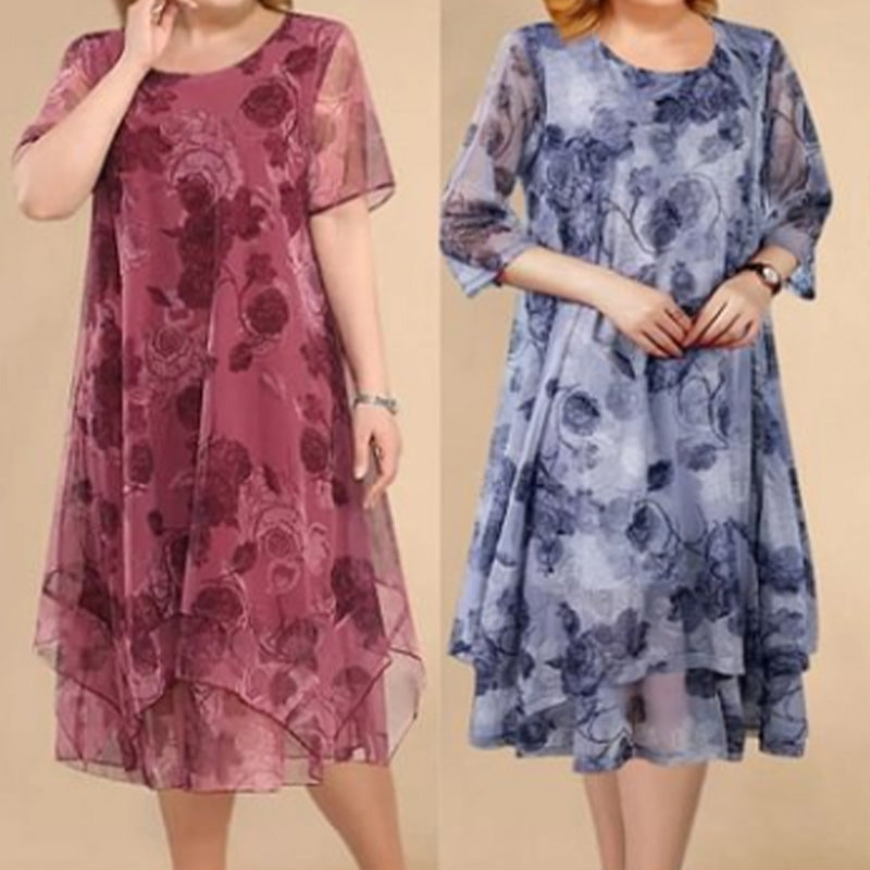 🌺Vestidos elegantes y sueltos de gasa en tallas grandes-ES