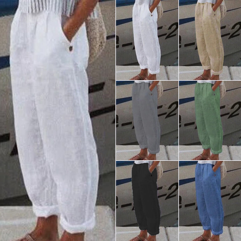 Pantalones casuales de lino transpirables-ES