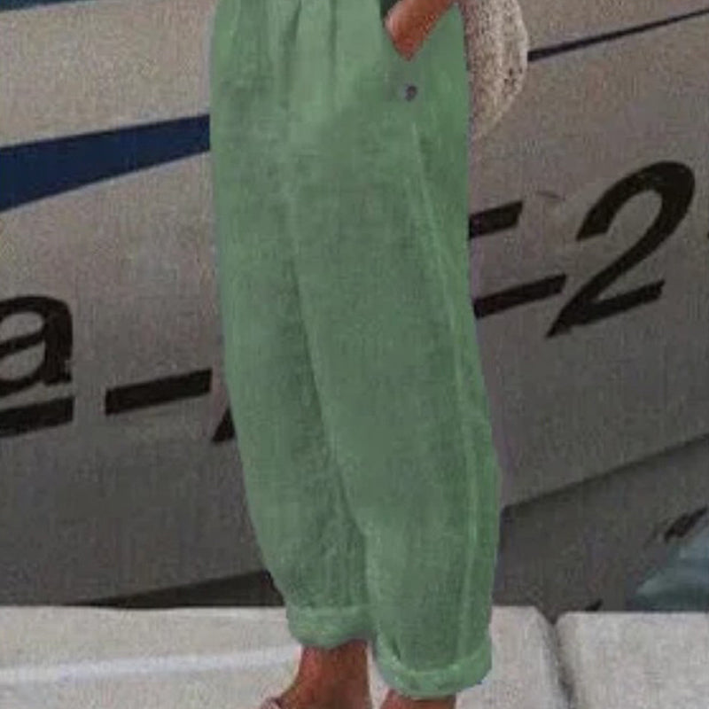 Pantalones casuales de lino transpirables-ES