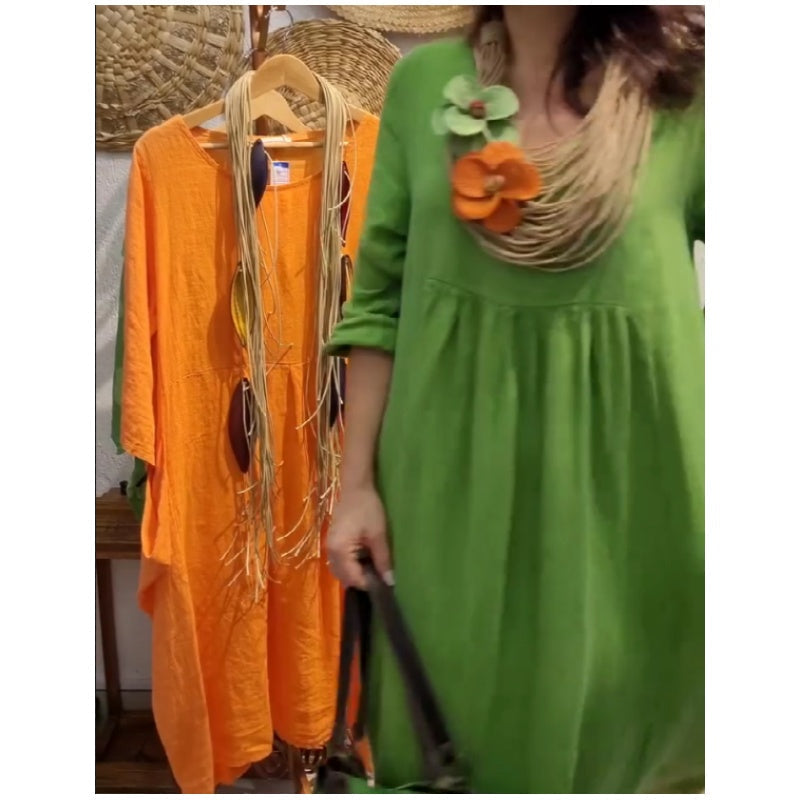 💖Περιορισμένη έκπτωση 20% ΕΚΠΤΩΣΗ💖Γυναικείο μακρυμάνικο λινό φόρεμα Boho-GR