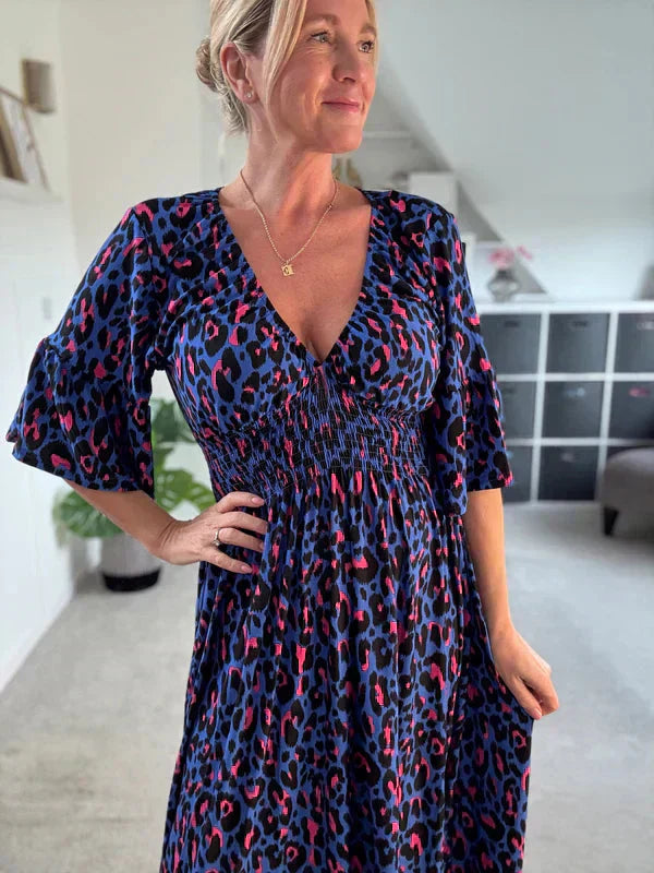 💥🔥Klojuota suknelė su leopardo raštu-LT