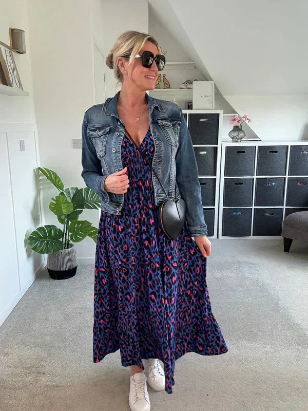 💥🔥Klojuota suknelė su leopardo raštu-LT