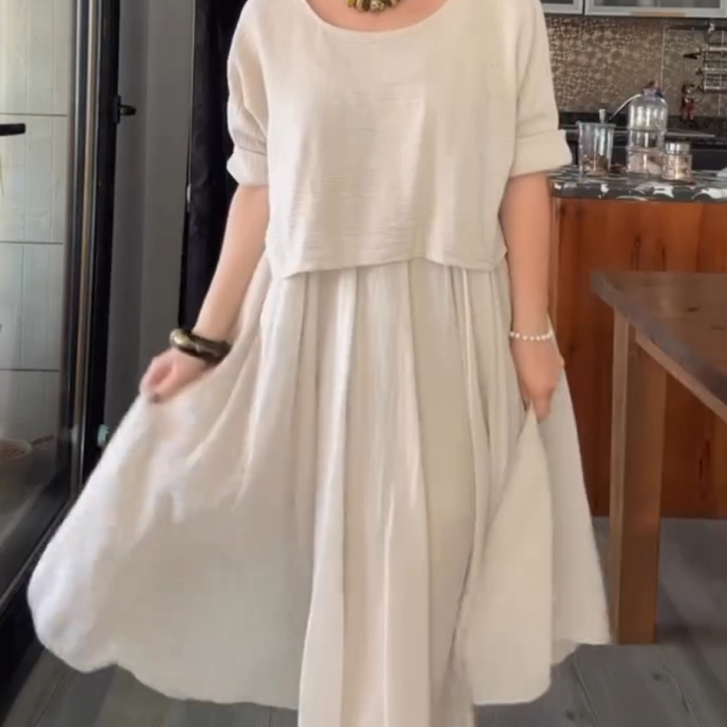 【S-5XL】👗Σετ μακριάς μονόχρωμης φούστας-GR