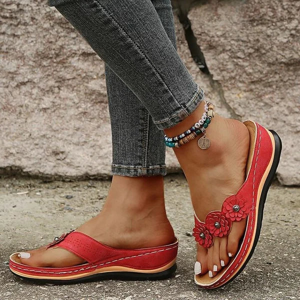 🌸【EU 35-43】Άνετα φλοράλ σφηνοειδή σανδάλια-GR