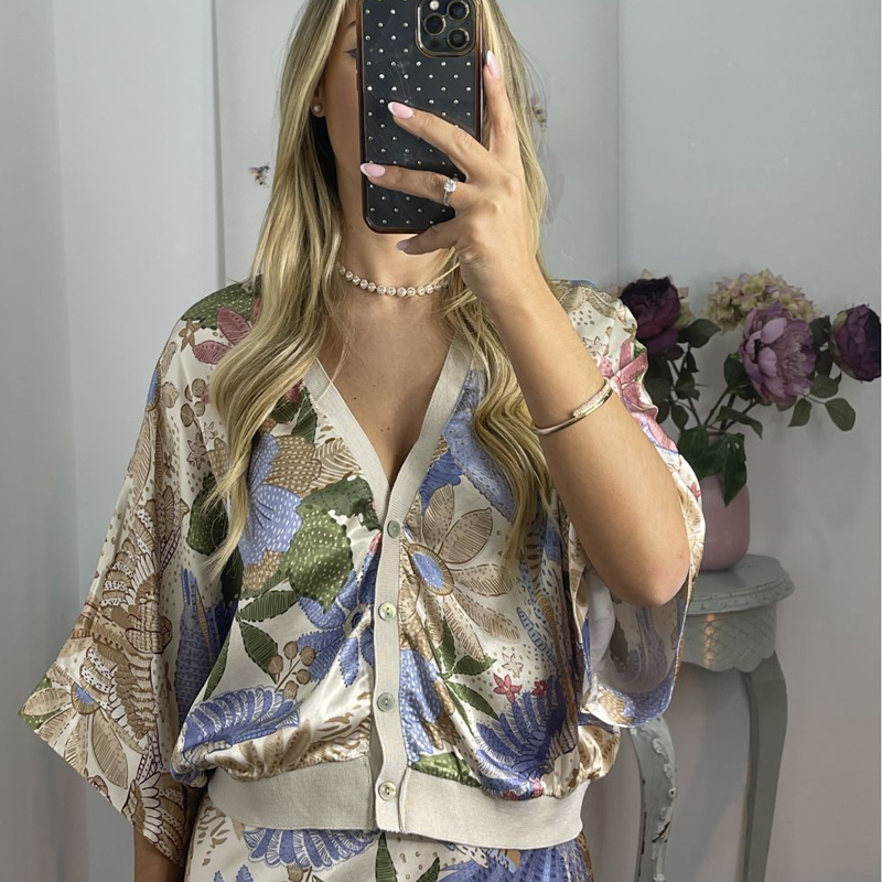 🏆🌸Conjunto de dos piezas para mujer: top con escote en pico y falda larga-ES