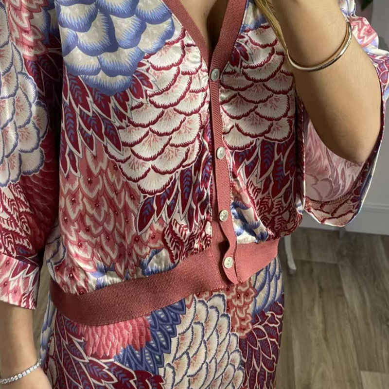 🏆🌸Conjunto de dos piezas para mujer: top con escote en pico y falda larga-ES