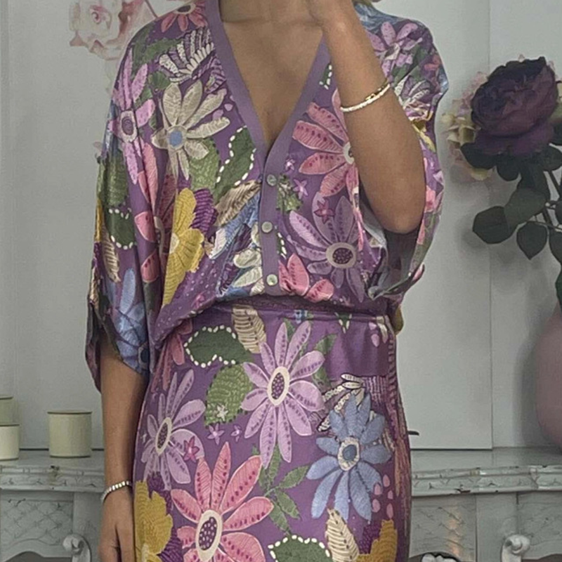 🏆🌸Conjunto de dos piezas para mujer: top con escote en pico y falda larga-ES