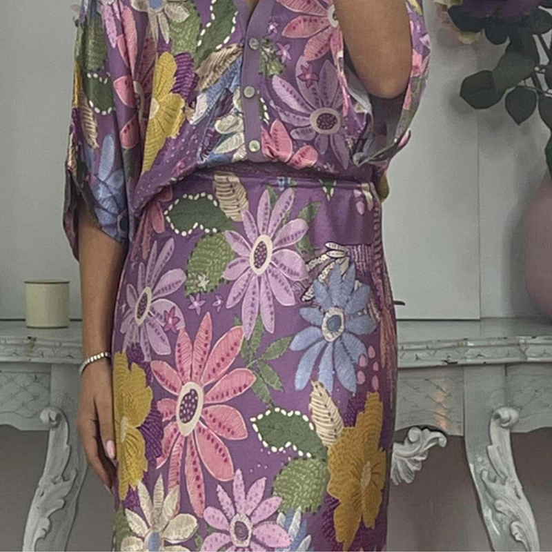 🏆🌸Conjunto de dos piezas para mujer: top con escote en pico y falda larga-ES