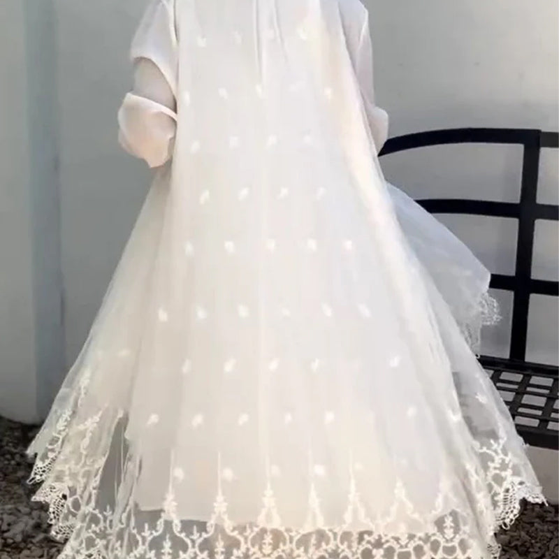 🌸🎗️Γυναικείο αμάνικο φόρεμα και δαντελένιο πουλόβερ-GR