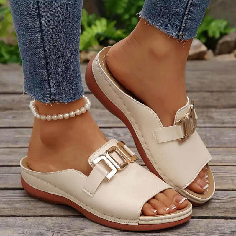 【EU 36-45】👡Sandalias sencillas con hebilla de metal-ES