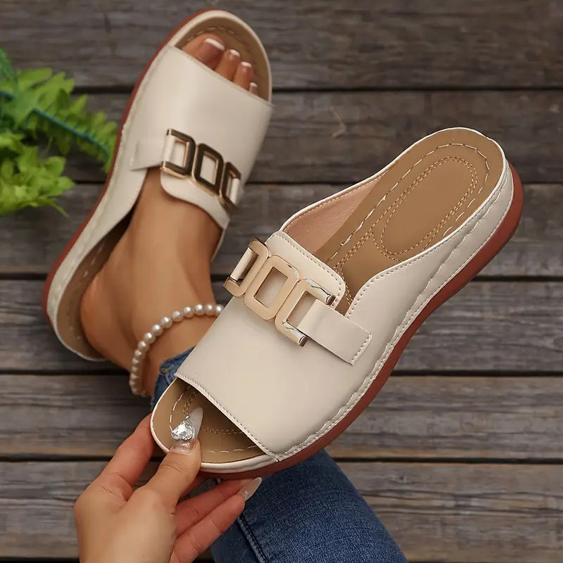 【EU 36-45】👡Sandalias sencillas con hebilla de metal-ES
