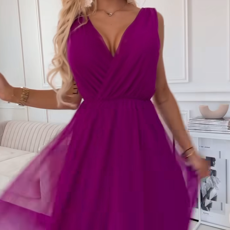 Berankovė šifoninė suknelė su V formos iškirpte-LT