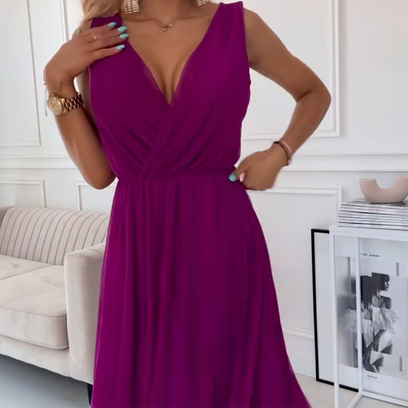 Berankovė šifoninė suknelė su V formos iškirpte-LT