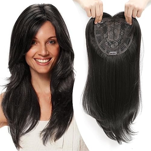 Peluca de capas superiores con flequillo para mujeres con cabello fino.-ES