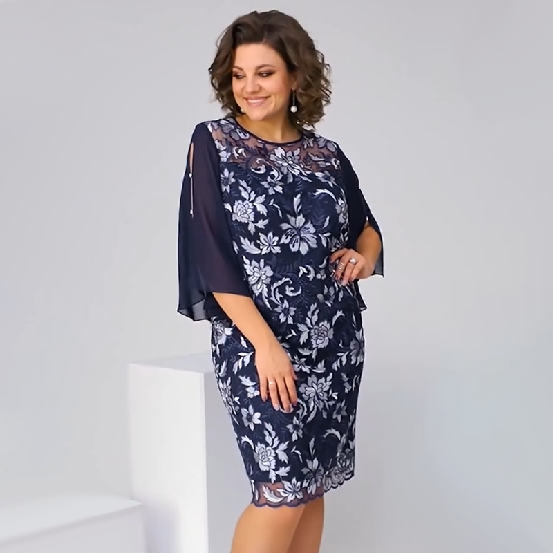 ✨Vestido midi de malla con estampado floral para mujer-ES