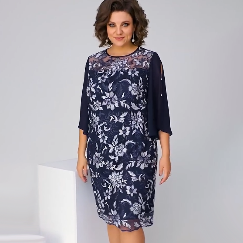 ✨Vestido midi de malla con estampado floral para mujer-ES