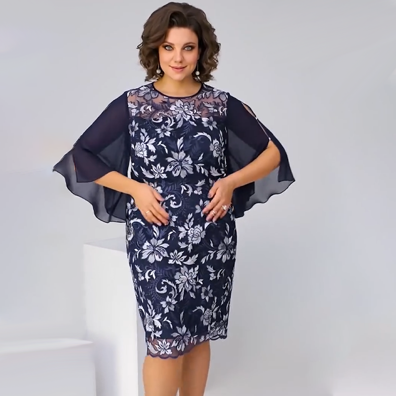 ✨Vestido midi de malla con estampado floral para mujer-ES