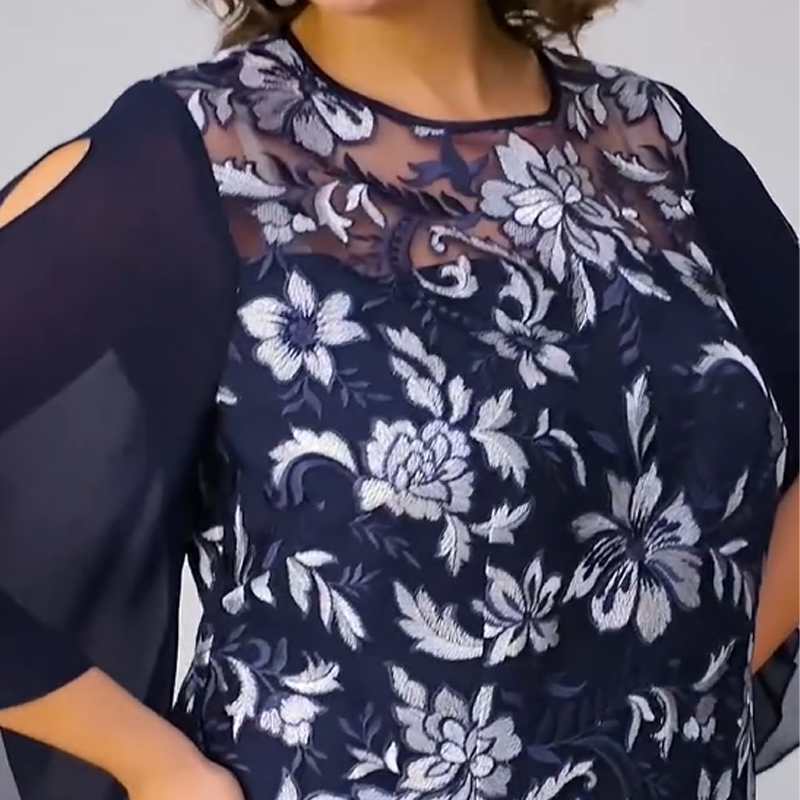 ✨Vestido midi de malla con estampado floral para mujer-ES