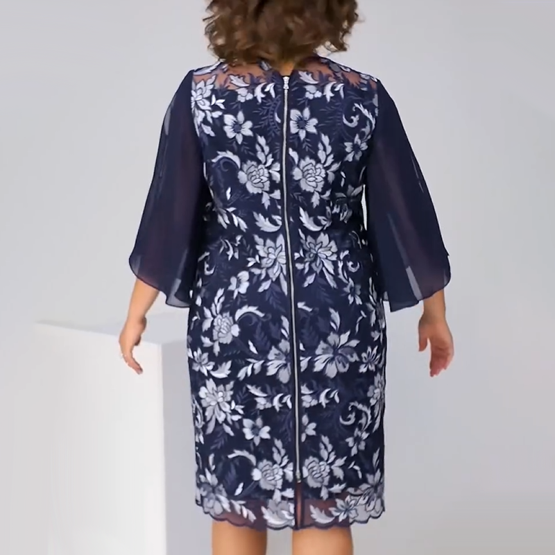 ✨Vestido midi de malla con estampado floral para mujer-ES