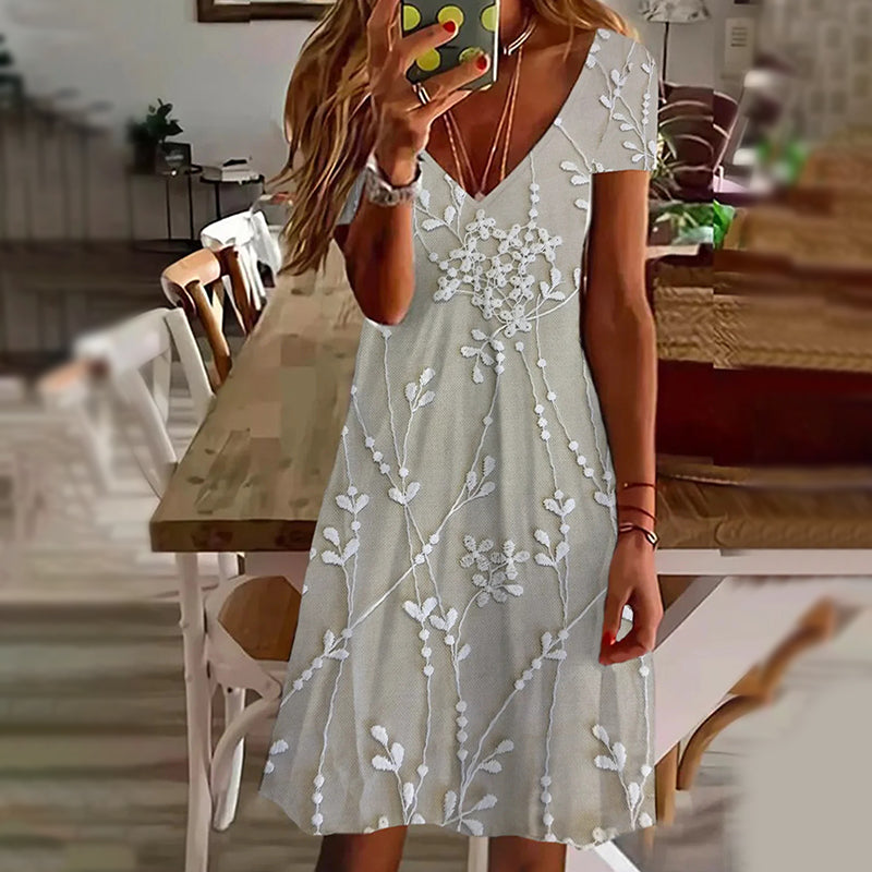 Vestidos elegantes con cuello en V estampados para mujer-ES