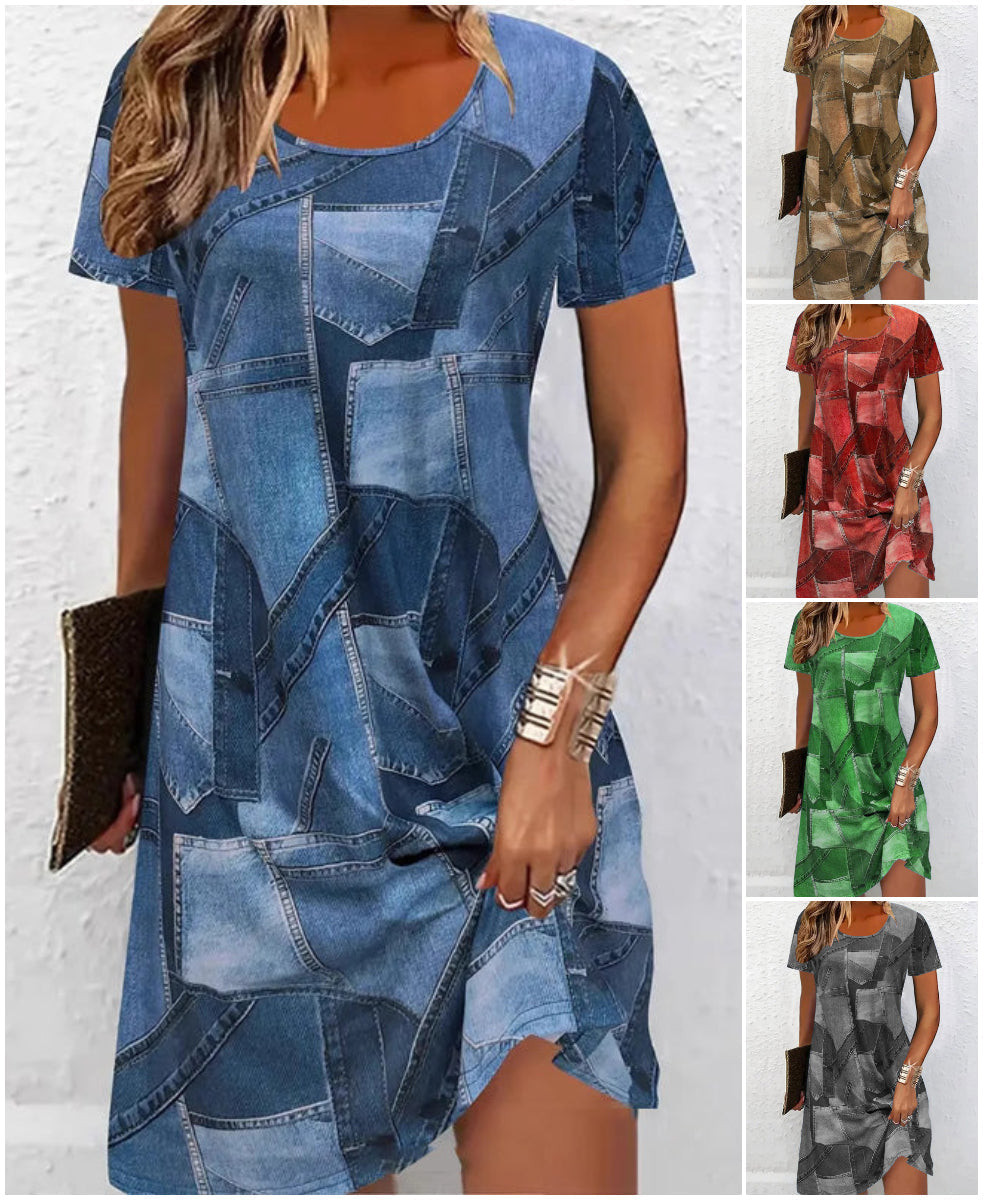 👗Dámske ležérne šaty s patchworkovým vzorom-SK
