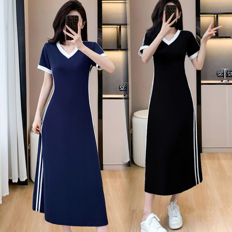 【M-4XL】👗Ženska ležerna i jednostavna haljina s V-izrezom-HR