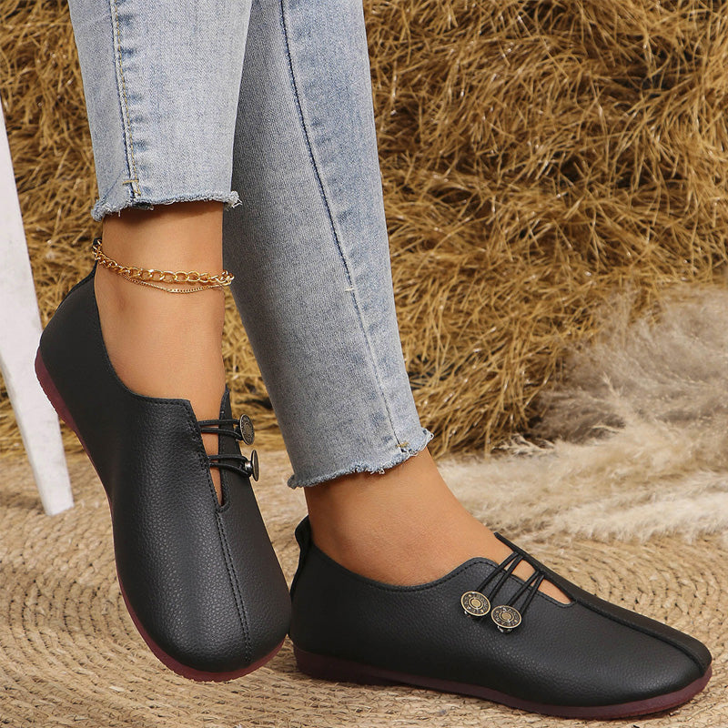 Moteriški plokščiapadžiai odiniai bateliai iš minkštos odos-LT