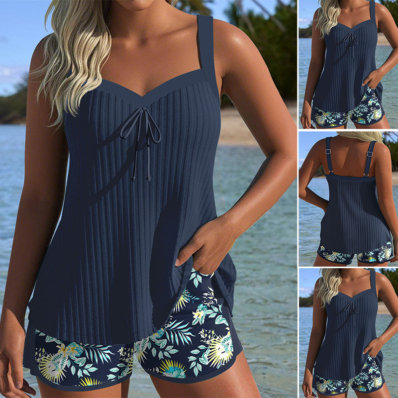 【S-3XL】👙Σετ μαγιό με τυπωμένο τοπ και σορτς-GR