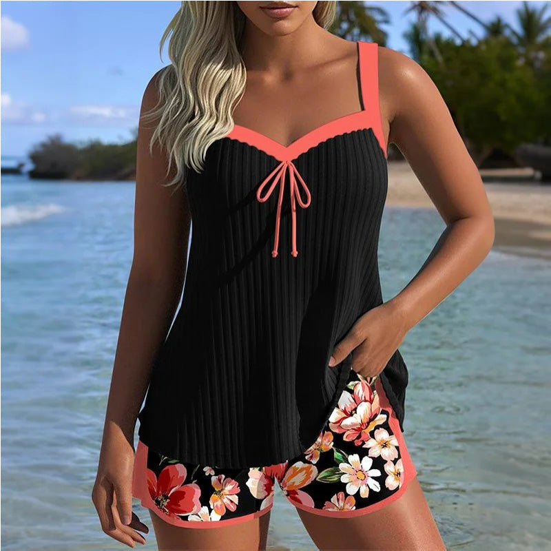 【S-3XL】👙Σετ μαγιό με τυπωμένο τοπ και σορτς-GR