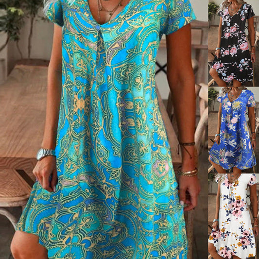 【M-3XL】🌺Elegantiška gėlėta suknelė-LT