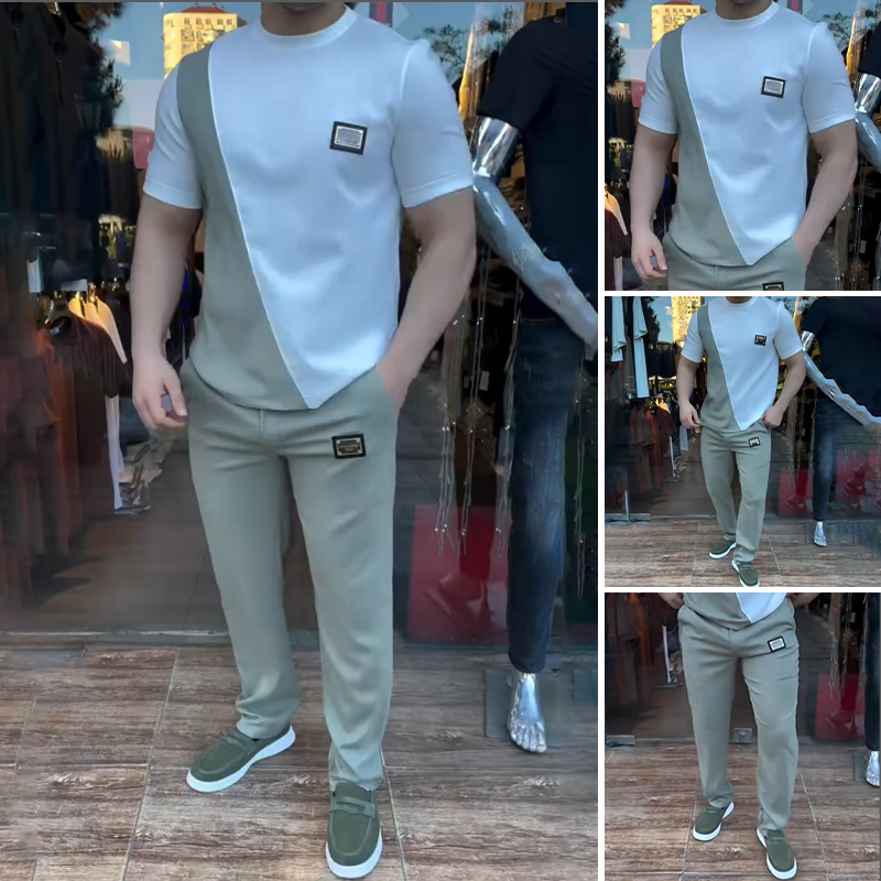 🔥 ¡Tendencias este verano! 💁‍♀️ Conjunto de hombre de top y pantalón para el día a día-ES