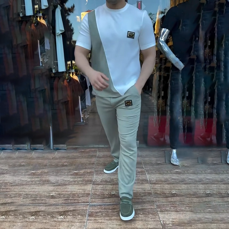 🔥 ¡Tendencias este verano! 💁‍♀️ Conjunto de hombre de top y pantalón para el día a día-ES
