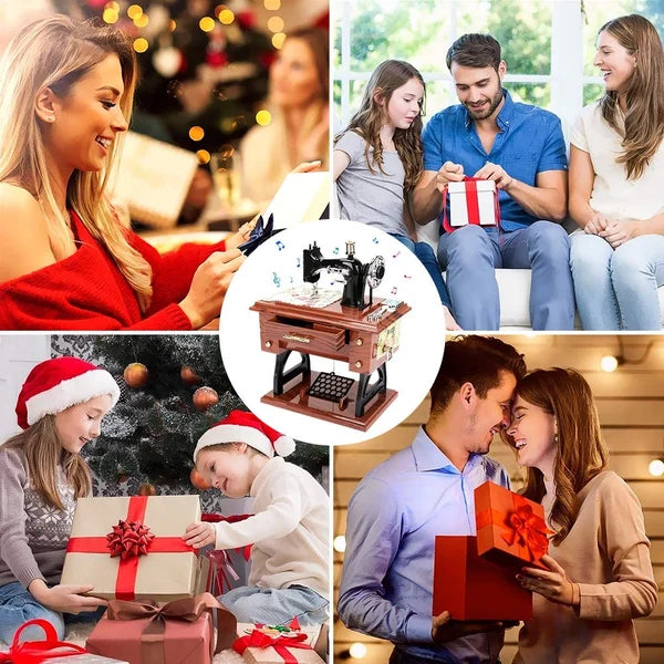 Μίνι ξύλινο μουσικό κουτί ραπτομηχανής-GR