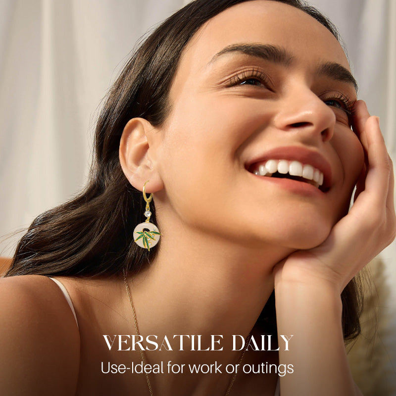 Modernūs rytietiško stiliaus bambuko auskarai ir vėrinys-LT