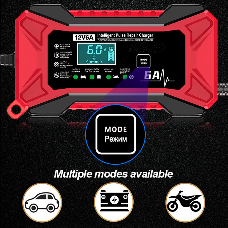 🔥 Išmanusis automobilio ir motociklo akumuliatorių įkroviklis - 220 V - ES kištukas 🚗⚡-LT