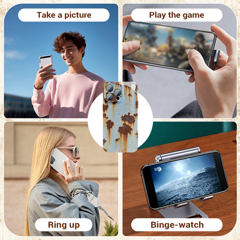Vintažinis rūdžių spalvos kietas dėklas „iPhone“-LT
