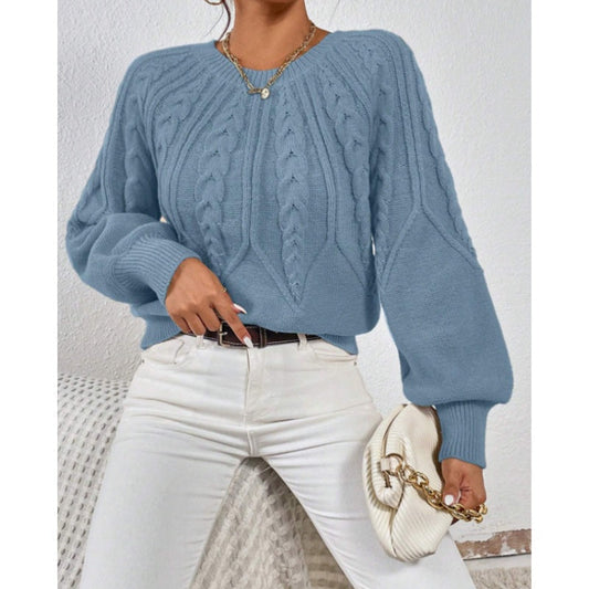 Blusa informal de punto de manga larga para mujer, tallas S a 2XL-ES