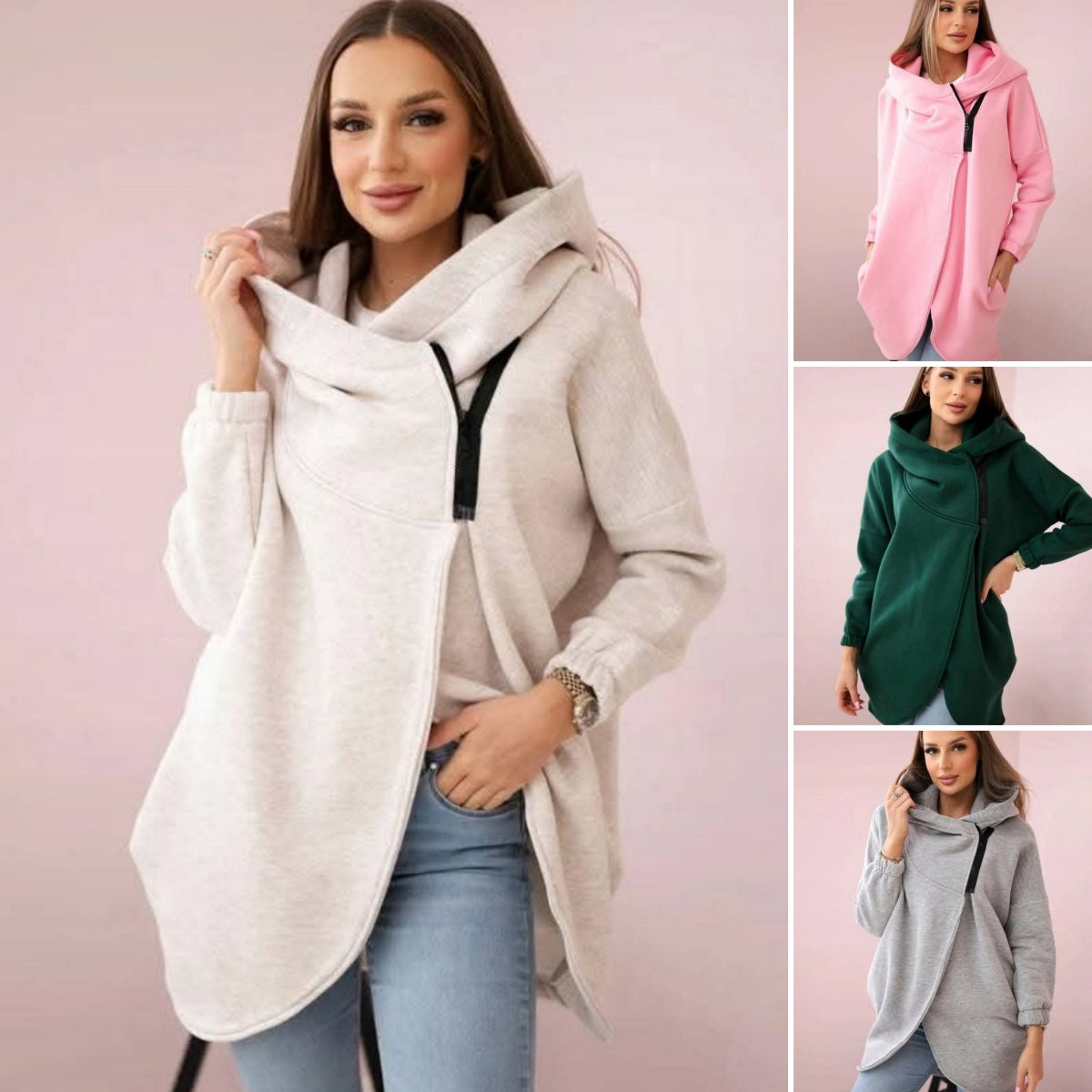 😍 (S-4XL) 🌼 Sudadera con capucha gruesa de gran tamaño para mujer-ES