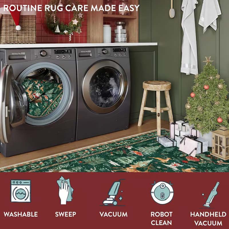 Una alfombra navideña suave y antideslizante para la decoración del hogar.-ES