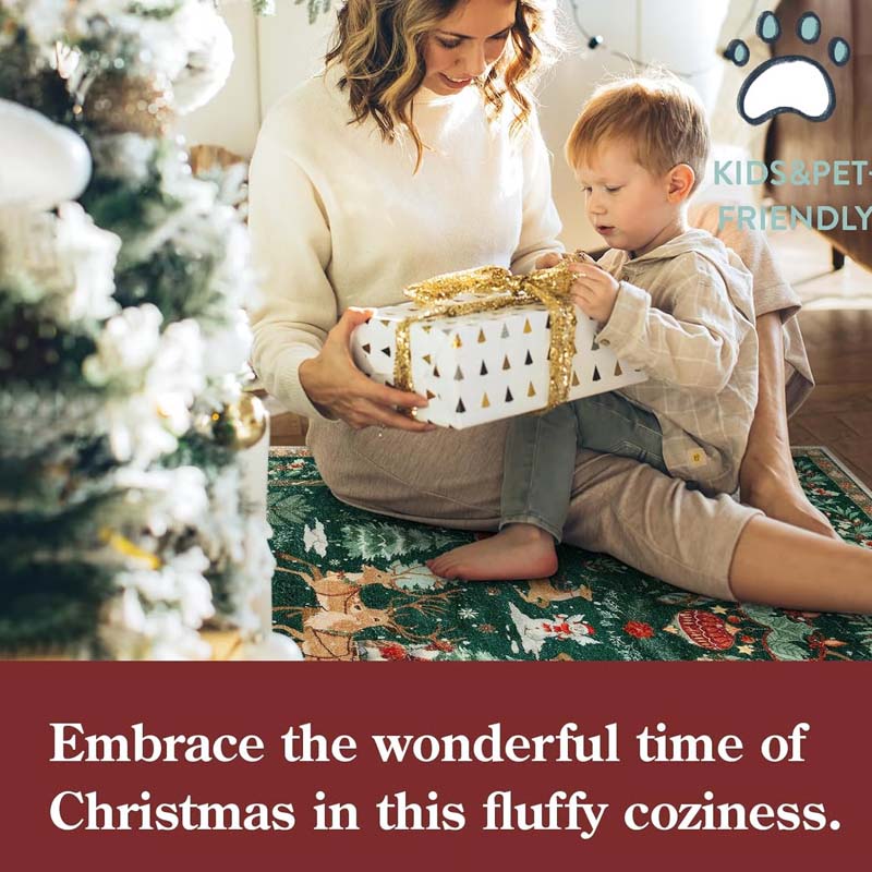 Una alfombra navideña suave y antideslizante para la decoración del hogar.-ES