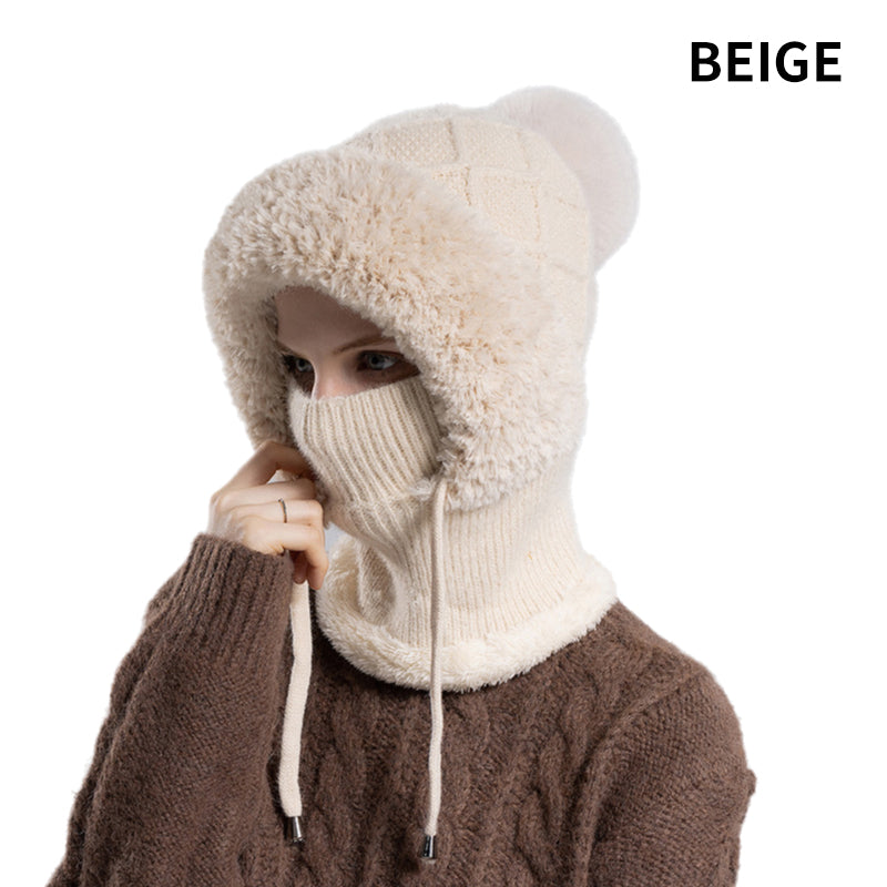 🔥Nueva oferta: elegante gorro de invierno de punto grueso, con cubrebocas y bufanda.-ES