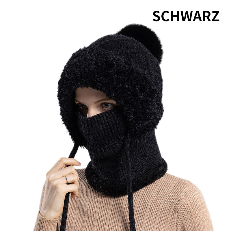 🔥Nueva oferta: elegante gorro de invierno de punto grueso, con cubrebocas y bufanda.-ES