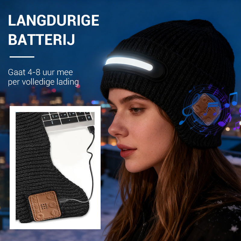 Επαναφορτιζόμενο σκούφο LED με Bluetooth-GR