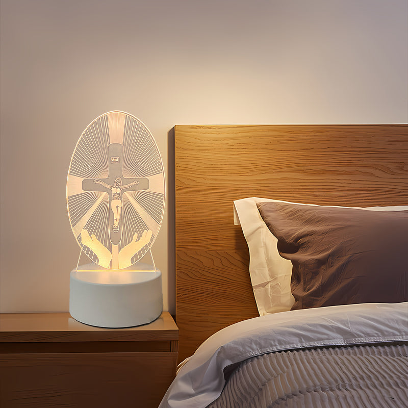 🌙 Ειρήνη και πίστη σε ένα φως – τρισδιάστατο νυχτερινό φωτιστικό με τον Ιησού-GR