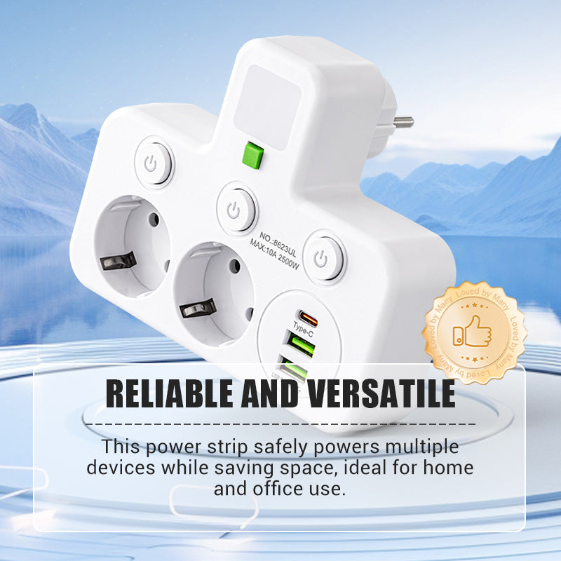 🔌⚡Išmanusis maitinimo laidas su USB prievadais (ES kištukas)-LT